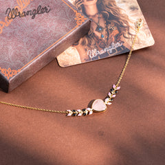 WGW-WH03   Wrangler 14k Gold Western Chain Bracelet Heart Shaped Natural Stone