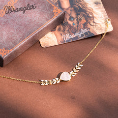 WGW-WH03   Wrangler 14k Gold Western Chain Bracelet Heart Shaped Natural Stone