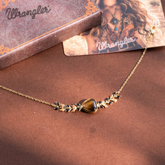 WGW-WH03   Wrangler 14k Gold Western Chain Bracelet Heart Shaped Natural Stone