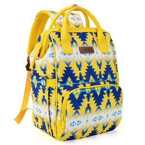 WG2204-9110 Wrangler Aztec Printed Callie Backpack/Diaper Bag - Yellow