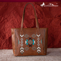 MW1245G-8317  Montana West Embroidered Collection Concealed Carry Tote