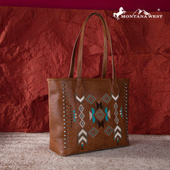 MW1245G-8317  Montana West Embroidered Collection Concealed Carry Tote