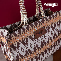 WG284A-8119 Wrangler Oversized Tote Bag Braided Handles Weekender Bag - Khaki