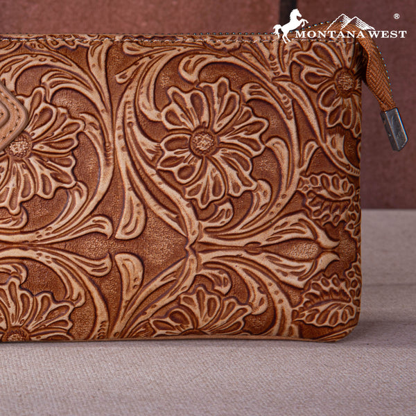 リアルミンクファー　クラッチ　ホワイト TR187-8360 Trinity Ranch Genuine Hair-On Cowhide Tooled