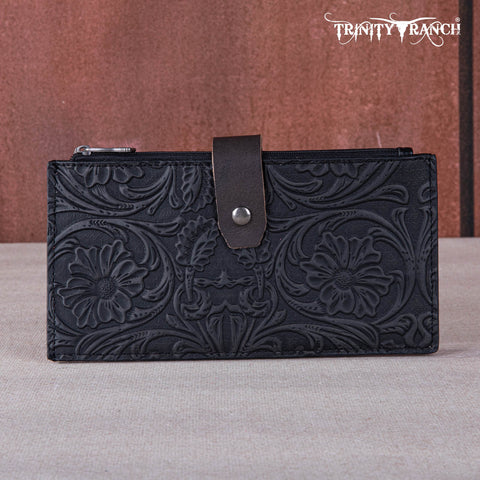 TR164-W047 Trinity Ranch Floral Tooled Bi-Fold Wallet/Card Organizer