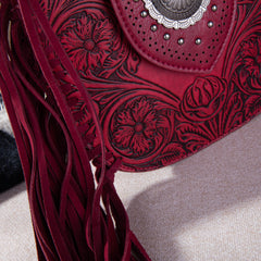 MW1249-8360 Montana West Tooled Collection Concealed Carry Crossbody - Red