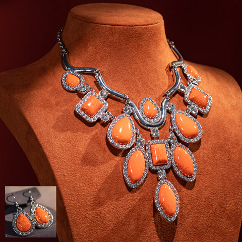 WJ-1001  Rustic Couture  Jewelry Sets Bohemian Pendant Necklace Earrings