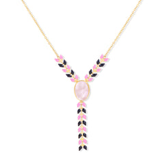 WNS-1057   Wrangler 14K Gold Western Y Necklace Oval Shaped  Natural Stone Pendant