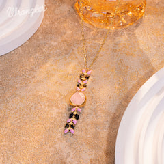 WNS-1058   Wrangler 14K Gold Western Wheat Necklace Tear Drop Shaped Natural Stone Pendant