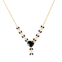 WNS-1059  Wrangler 14k Gold Western Y Necklace Heart Shaped  Natural Stone Pendant