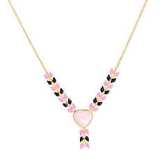 WNS-1059  Wrangler 14k Gold Western Y Necklace Heart Shaped  Natural Stone Pendant