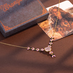 WNS-1059  Wrangler 14k Gold Western Y Necklace Heart Shaped  Natural Stone Pendant