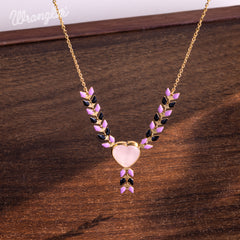 WNS-1059  Wrangler 14k Gold Western Y Necklace Heart Shaped  Natural Stone Pendant