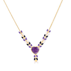 WNS-1059  Wrangler 14k Gold Western Y Necklace Heart Shaped  Natural Stone Pendant