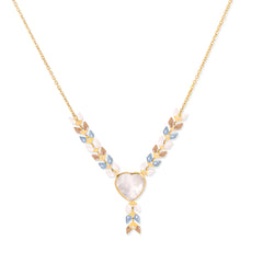 WNS-1059  Wrangler 14k Gold Western Y Necklace Heart Shaped  Natural Stone Pendant