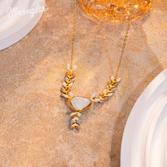 WNS-1059  Wrangler 14k Gold Western Y Necklace Heart Shaped  Natural Stone Pendant