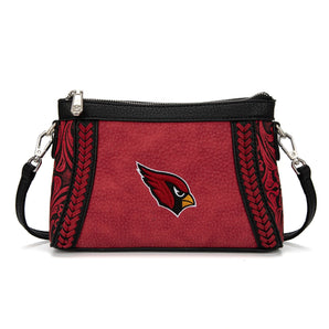 NFL-HB-ARZ-028-RD NFL Arizona Cardinals Braided Floral Crossbody Bag