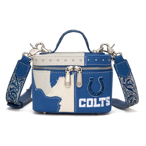 NFL-HB-IND-030-NY NFL Indianapolis Colts Western Canvas Crossbody Makeup Bag