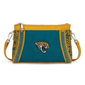NFL-HB-JAX-028-TL NFL Jacksonville Jaguars Braided Floral Crossbody Bag