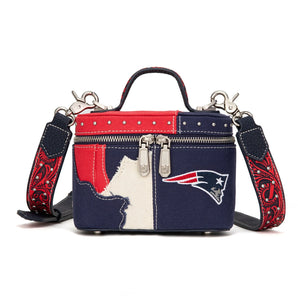 NFL-HB-NE-030-NY NFL New England Patriots Western Canvas Crossbody Makeup Bag