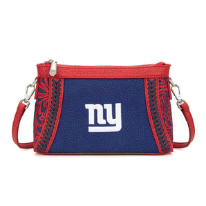 NFL-HB-NYG-028-NY NFL New York Giants Braided Floral Crossbody Bag