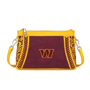 NFL-HB-WAS-028-BDY NFL Washington Commanders Braided Floral Crossbody Bag