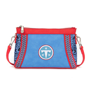 NFL-HB-TEN-028-BL NFL Tennessee Titans Braided Floral Crossbody Bag