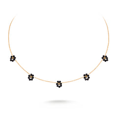 WNS-1103BK  Wrangler 14K Gold Natural Stone Daisy Choker Necklace - Black