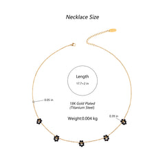 WNS-1103BK  Wrangler 14K Gold Natural Stone Daisy Choker Necklace - Black