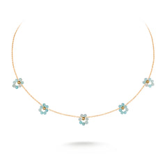 WNS-1103GN  Wrangler 14K Gold Natural Stone Daisy Choker Necklace -Green