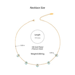 WNS-1103GN  Wrangler 14K Gold Natural Stone Daisy Choker Necklace -Green