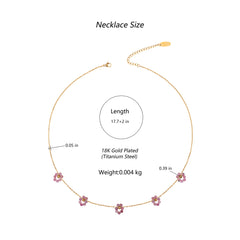 WNS-1103PK  Wrangler 14K Gold Natural Stone Daisy Choker Necklace -Pink