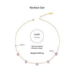 WNS-1103PP  Wrangler 14K Gold Natural Stone Daisy Choker Necklace -Purple