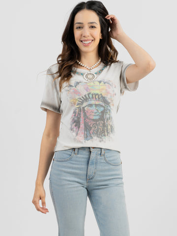 Delila Women Mineral Wash “Tribe” Graphic Short Sleeve Tee DL-T012（Prepack 9 Pcs）