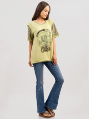 Delila Women Mineral Wash 'EVERYTHING WILL BE OKAY' Graphic Tee DL-T030