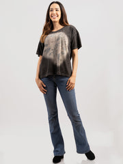 Delila Women Mineral Wash Cross Graphic Tee DL-T062