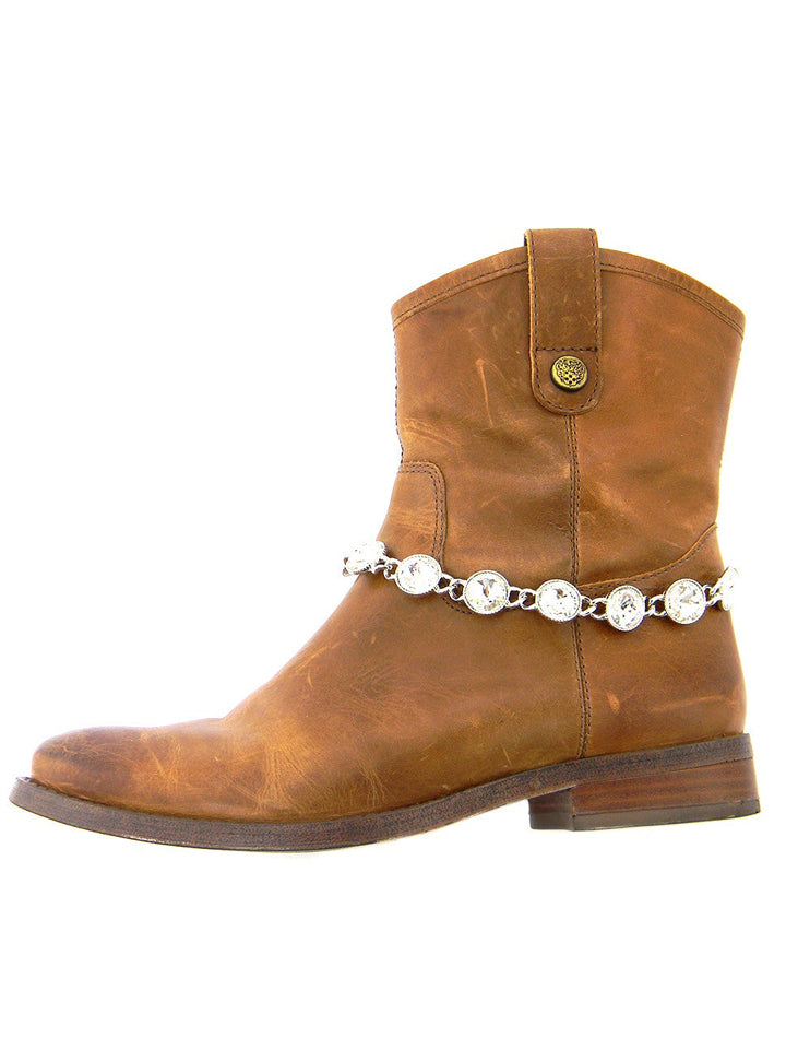 BOT150103-01CLR Rhinestones Linked Boot Chain