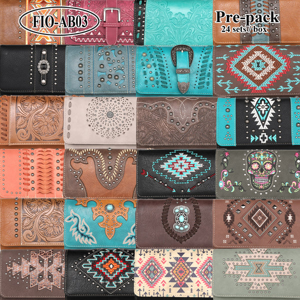 FIOAB03 American Bling Wallet/Crossbody PrePack Assorted Color (24PC