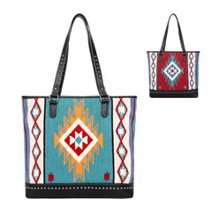 MW1105G-8317 Montana West Aztec Tapestry Tote (Double Sided Design) - Black