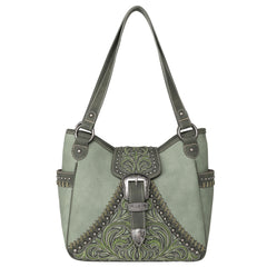 MW1111G-8005 Montana West Floral Embroidered Buckle Collection Concealed Carry Satchel
