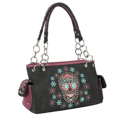 MW1121G-8085 Montana West Sugar Skull Collection Concealed Carry Satchel
