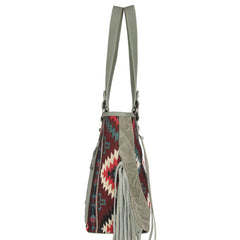 MW1174G-8317 Montana West Aztec Tapestry Fringe Concealed Carry Tote
