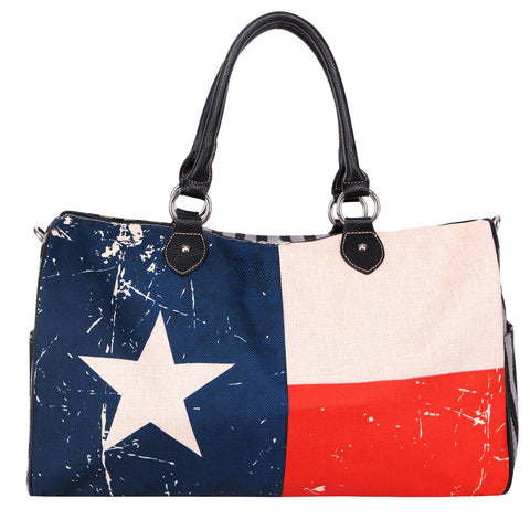 MW934-5110 Montana West Texas Flag Canvas Weekender Bag