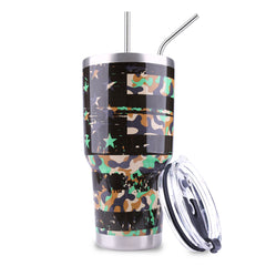 QCB-002  Montana West Camo Stars Design Stainless Steel Tumbler Mug