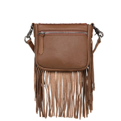 RLC-L173 Montana West Genuine Leather Tooled Collection Fringe Crossbody