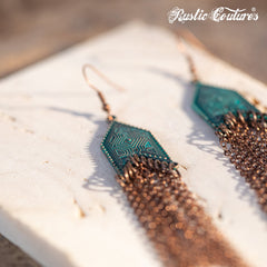 Rustic Couture's Navajo Antique Bronze with Tassels Dangling Earring - Cowgirl Wear