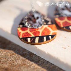 Rustic Couture's Cacus Hollow Out with Wooden Teardrop Shape Earring - Cowgirl Wear