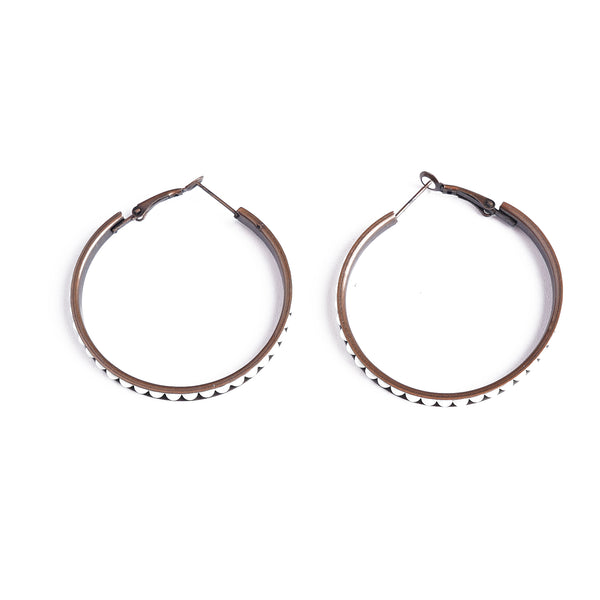 ERZ21040507 Copper Plating with White Beads Hoop Earring MONTANA WEST U.S.A