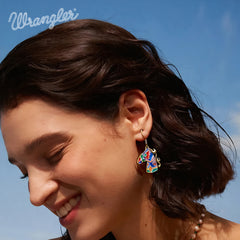 WGE-2001G  Wrangler Horse Head Drop Earrings - Multi