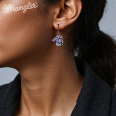 WGE-2001S  Wrangler Horse Head Drop Earrings - SR